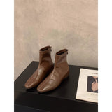 Breakj Brown Martin Boots Women's Shoes 2025 Autumn/Winter New Square Skinny French Short Boots Single