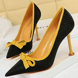 Shoes New Bowknot Woman Pumps Pointed Toe High Heels Designer Shoes Weave Stiletto Heels Female Shoes Fashion