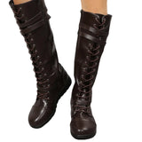 Belt Buckle Long-Tman Rider Boots Women Autumn New Round Head With T-Skin
