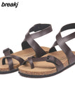 Fashion Cork Sandals 2023 New Women Casual Summer Beach Gladiator Non-slip Buckle Strap Sandalias