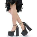 Big Size 43 Brand New Great Quality Block High Heel Chunky Platform Shoes Spring Summer Sexy Goth Mary Jane Footwear
