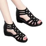 Breakj Leather Roman Sandals Women's Summer 2023 New Soft-Soled Mother Shoes Fashion Wearing Ladies Sandals Women's