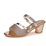 Breakj Summer New Korean Version Of Sandals Women Coarse Heel In The Toe And Wear Two Thick And Cool Drag Women