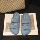 Breakj Word Buckle Magic Sticker Retro Slippers Thick Bottom Small Man To Increase The Design Of The Net Red Big Brand Flat For The Summer Cool
