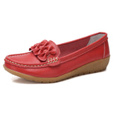 Breakj Flat Bottom Soft Bean Shoes Cowhers Comfortable Mother Shoes In The Elderly Beef Soles Low-Heeled Large Women's