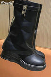 New Brand Trendy 2023 Fashion Mid Calf Boots Thick Heeled Metal Buckle Short Women Boots Leather Female Shark