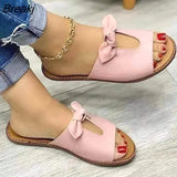 Women Slippers Shoes Cute Butterfly-Knot Flats Casual Sandals Solid Color Beach Sandals Zapatillas Mujer Chaussure
