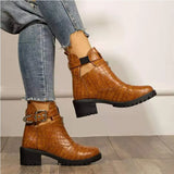 2021 Fashion Platform Ankle Boots Women 2020 Spring Autumn Black Leather Thick Heel Boots Ladies Worker Womens