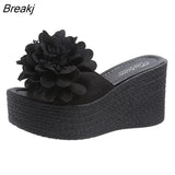 Heels Summer Beach Platform Women Wedge Slippers Appliques Butterfly-knot Female Sandals Clog Shoes Slides Women