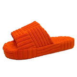 Breakj Thick Bottom To Keep Warm Hair Slippers Women's Autumn And Winter New Mowing Towel Cotton