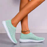 Shiny Crystal Knitted Sneakers for Women Plus Size Light Slip on Flats Shoes Woman Casual Soft Bottom Sock Shoes