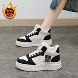 Breakj Plus Velvet High Top Small White Shoes Women 2024 Winter Korean Version Versatile Student Shoes Warm Casual Shoes