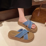 Breakj Summer New Fashion Wear Thick-Bottomed Slippers Women's Cake And Cross-Dexed Beach Cool