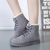 Add Thick Cotton Women Snow Boots Flat Lace Up Winter Platform Ladies Warm Shoes Flock Fur Women's Suede Ankle Boots