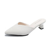 White Elegant Office Shoes Women Temperament High Heels 5CM Slip on Sandals Slip-on Comfortable Ladies White Women