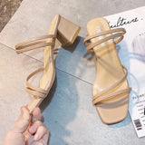 Breakj Women 2025 New Summer Temperament Fairy Fashion Heel One-Shoe Two Slippers Women's