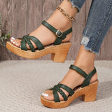 Breakj Coarse-Heeled Sandals Women 2024 Summer New Large-Size Buckle With High Heel Fashion