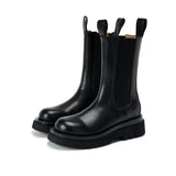 Luxury Chelsea Boots Women Leather Ladies Boots Chunky Winter Shoes Platform Ankle Boots Slip On Thick Heel Brand