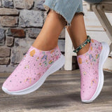 Breakj Women's Shoes Spring Breathable Sports Casual Shoes Water Drill Rainbow Shiny Flying Shoes Thick-Soled Running Women's