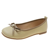 Bow Pu Leather Women Ballet Flat Shoes 2023 Comfort Slip on Soft Sole Flats Woman Shallow Mouth Single Shoes