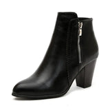 Return Women Ankle Boots Fashion PU leather Boots High heel 8cm Ladies shoes Side Zipper Short Boots for Women Shoes Drop