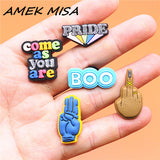 1pcs Shoe Charms Pride Swear Middle Finger Gesture Boo Shoe Accessories Decoration fit Croc Jibz Party Kids