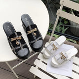 Slippers Platform Shoes Woman 2023 Slipers Women Heeled Mules On A Wedge Luxury Slides New Soft Heels Summer