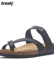 Fashion Cork Slipper 2023 New Women Summer Mixed Color Casual Beach Slip on Outside Flip Flops Slides
