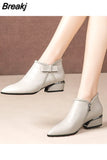 Bow Short Women's Boots 2023 Pointed Thick Heel Side Zipper Chelsea Boots Women Plus Size Fashion Women Shoes High