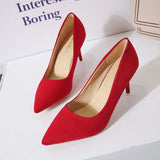 Breakj Spring New Large-Size High-Heeled Single-Shoe Rubber Sheel Fine Heel Light-Mouthed Women's Velvet High-Heeled