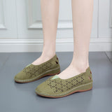 Breakj Casual Flat-Bottomed Hollow Hole Shoes Women Retro Round Head Pedal Lefu Shoes Lazy Single