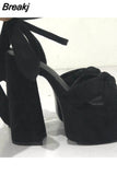 Women's Sandals High Platfrom Chunky Heels Shoes Summer Peep Toe Ankle Strap High Heels Party Shoes Sandalia