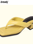 Size 33-40 Women Sandals Summer 2023 Fashion High Heels Shoes For Women Flip Flops Real Leather Slippers Luxury