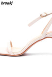Sandals Shoes Woman Square High Heels Sexy Ankle Strap Sandal Office Ladies Career Casual Party Women Wedding