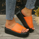 Summer New Women's Shoes Large Size Fashion Cake Thick Bottom One Word Cover Toe Wear Casual