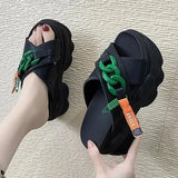 House Slippers Platform Slides Slipers Women Heeled Mules Black Sandals Fashion Lady 2024 High Summer Beige Luxury