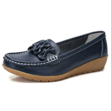 Breakj Flat Bottom Soft Bean Shoes Cowhers Comfortable Mother Shoes In The Elderly Beef Soles Low-Heeled Large Women's