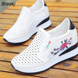 2023Women Comfortable Casual Shoes Summer Slip on Loafers Mixed Colors Hollow Out Increasing Internal Height Sneakers
