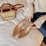 Wear Who Look Good ~ Small Senior Sense!! French Retro Pointed Hollow Out With Thick Heel Baotou Fashion