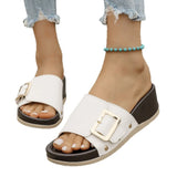 Breakj Bottom Leopard Print With Buckle Casual Slippers Women's New Fashion Pedal Large Size Fish Mouth Heel