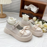 String Bead Lace Bow Lolita Jk Mary Jane Single Shoes Platform Platform Fashion Small Leather Shoes