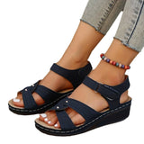 Breakj Sports Sandals Women Large Size Round Head Breathable Light Lifting Velcro Hollow Sandals Women