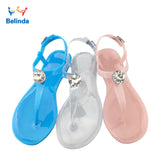 Flat Bottom Women Sandals Fashion Rhinestone Clip Toe Girl Footwear Large Size Flip Flops Comfortable Ladies Jelly