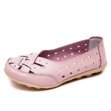 Flat Shoes Casual Shoes Leather Rubber Lofers Ladies Non-slip Cut Out Breathable Summer Women's Moccasins Plus