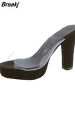 Summer New Women's PVC Sandals Open Toed Sexy Thin Heels Women Transparent Plastic Platform Sandals Slippers Roman