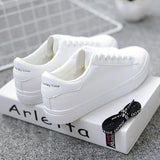 White Shoes 2023 Spring And Autumn New Korean Version Of Women's Board Shoes Students Flat Casual Single Shoes Round Head Tie Women's Shoes