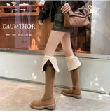 Breakj Of The Velvet Face Lamb Hair Flat Bottom Knight Boots 2025 Autumn And Winter New Thicken Snow Over The Knee Boots