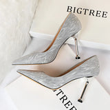 Breakj Versatile Women's Shoes Bridesmaids Wedding Shoes High Heel Shallow Pointed Sexy Nightclub Show Thin Female Singles