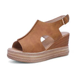 Breakj Women's Shoes 2025 New Sandal Pine Cake Thick-Soled Women's Shoes Summer Hollow Fish Mouth Slope