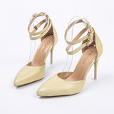 Breakj New Pointed High-Heeled Shoes Fine Heel Fashion Hollow Single Shoe Temperament Belt Buckle Women's Shoes Sandals Large